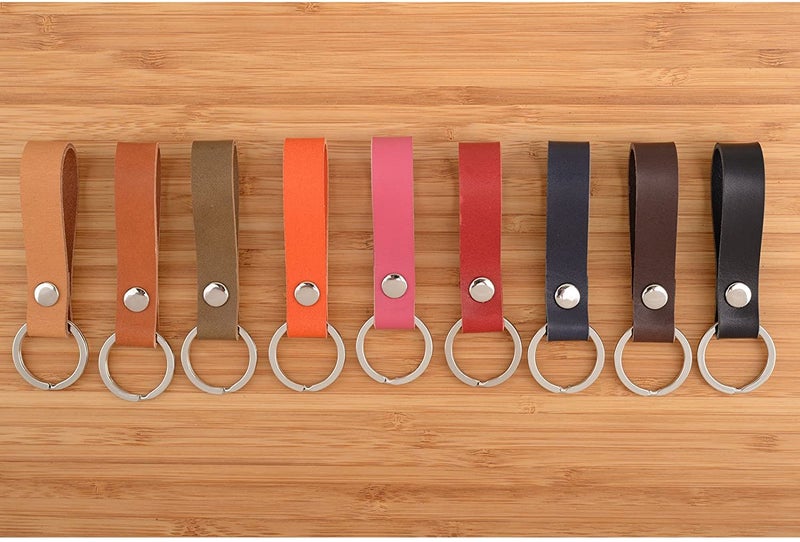 BeeSpring Leather Keychain Handcraft Silver Key Ring Lanyard Handmade (Black) - Image 5